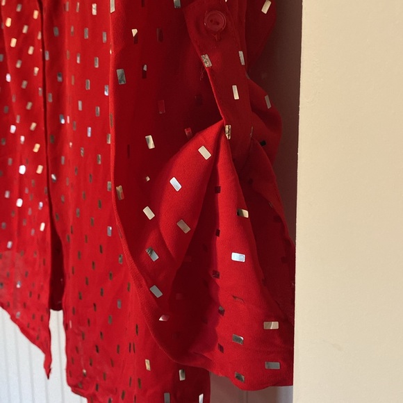 Show stopper dressy blouse. 1X 24” pit, 28” long, pretty sleeve detail. - Picture 3 of 4